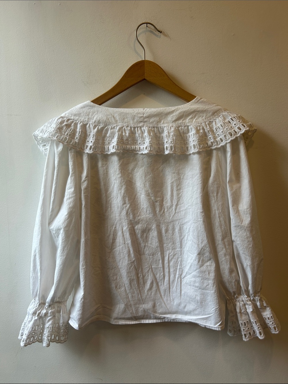 ZARA White Cotton Lace-Trim Peasant Blouse - Picture 3 of 9
